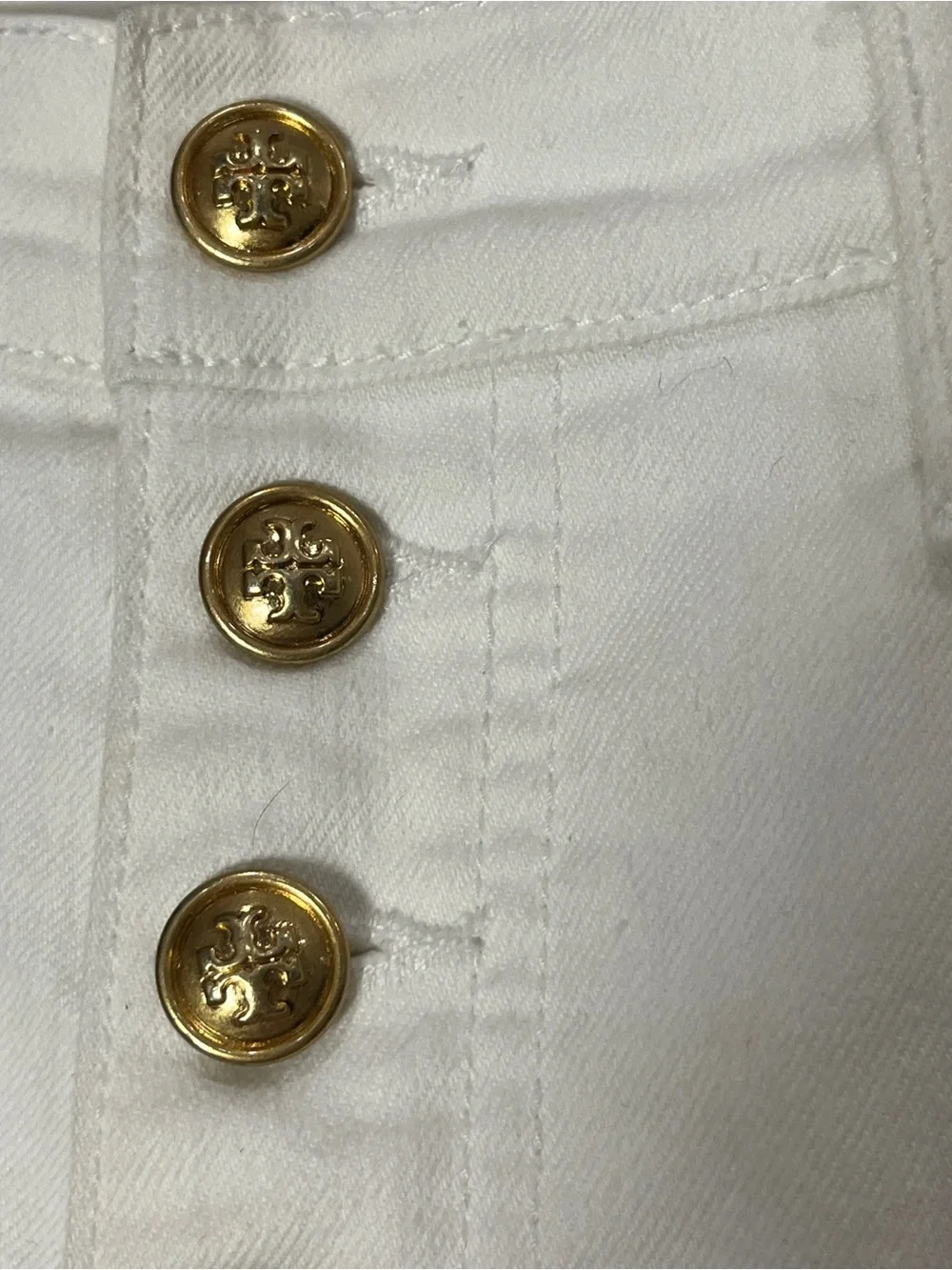 Tory Burch High-Waisted White gold Button-Fly Jeans 27 x 28 NEW